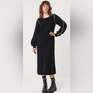 NWT SKFK 100% organic cotton black & cream midi sweater dress|size 6|$210 MSRP